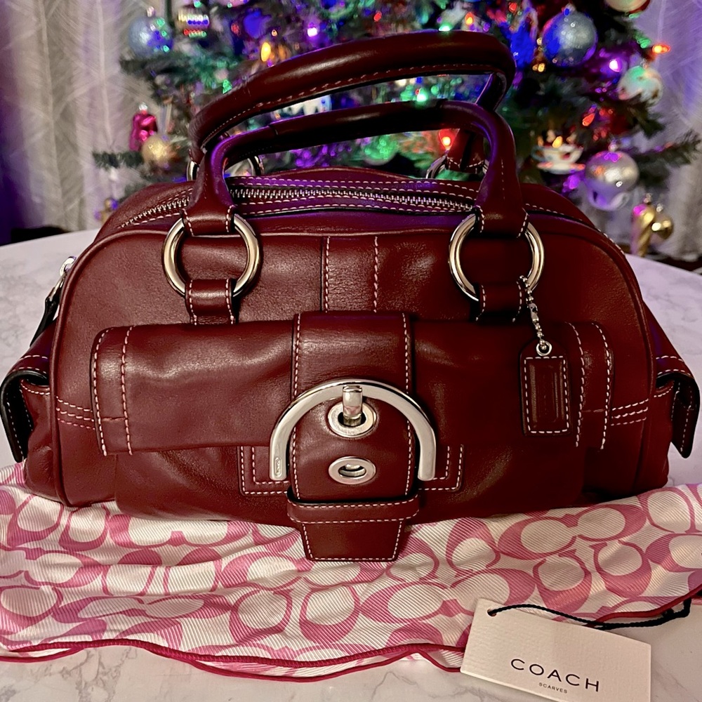 Coach genuine leather maroon satchel handbag